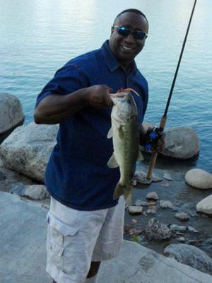 First bass which was the first fish caught on my birthday gift which was a Berkley Tactix rod. 