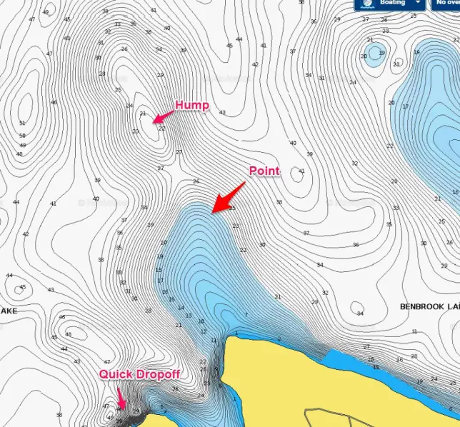 Identifying structure on a topographic lake map