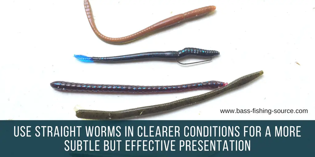 Straight tail plastic worms for bass fishing